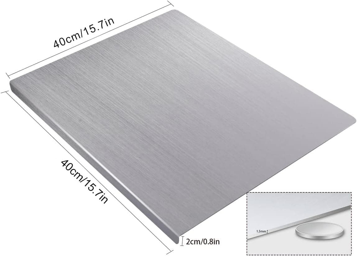 15.7 by 15.7 inch stainless steel prep board dimensions